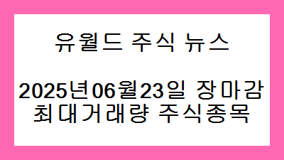 2025년06월23일 장마감 최대거래량 주식종목