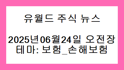2025년06월24일 오전장 보험_손해보험 주식 테마종목