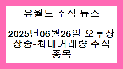 2025년06월26일 오후장 장중-최대거래량 주식종목